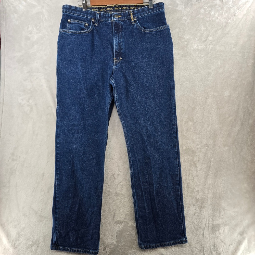 Beretta Jeans Mens 34x30 Blue Denim Made in USA Straight Leg Rugged Outdoor